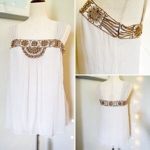 White House Black Market Beaded Tank Top | Size M | Elegant Embellished Top
